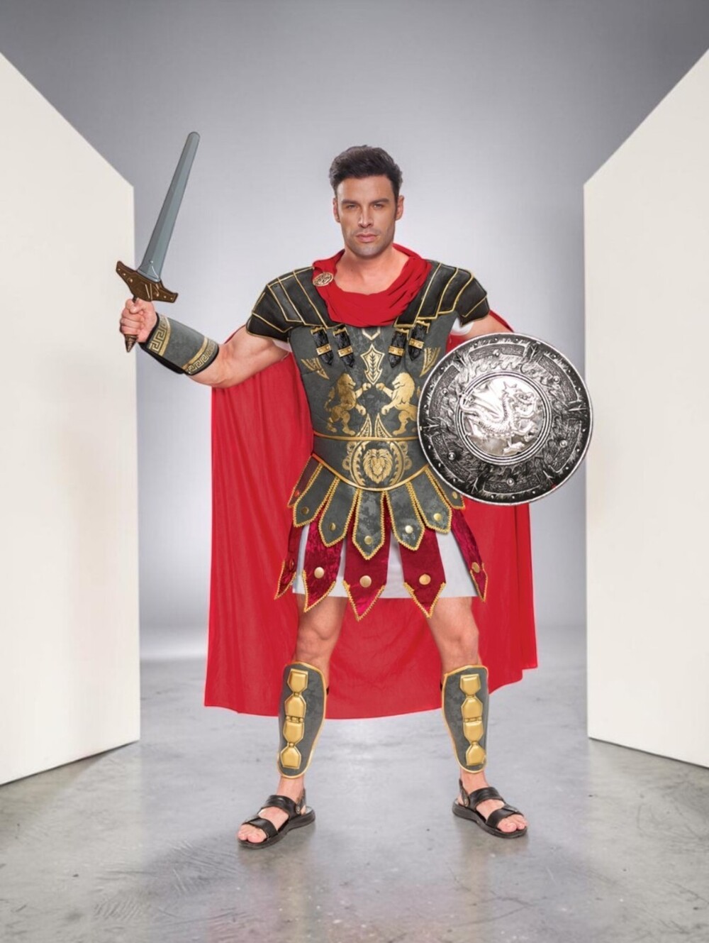 Men's Red Roman Gladiator Costume, Small